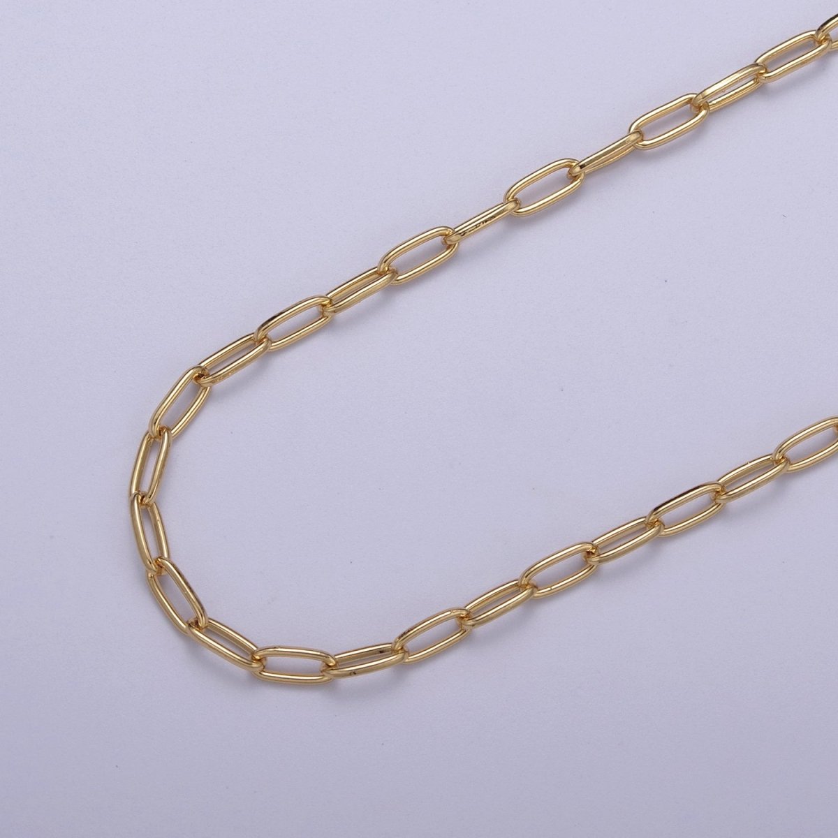 Dainty 24K Gold Filled PaperClip Chain, 6X2.7mm Paperclip Unfinished Chain For Jewelry Making Supply Component | ROLL-652 - DLUXCA