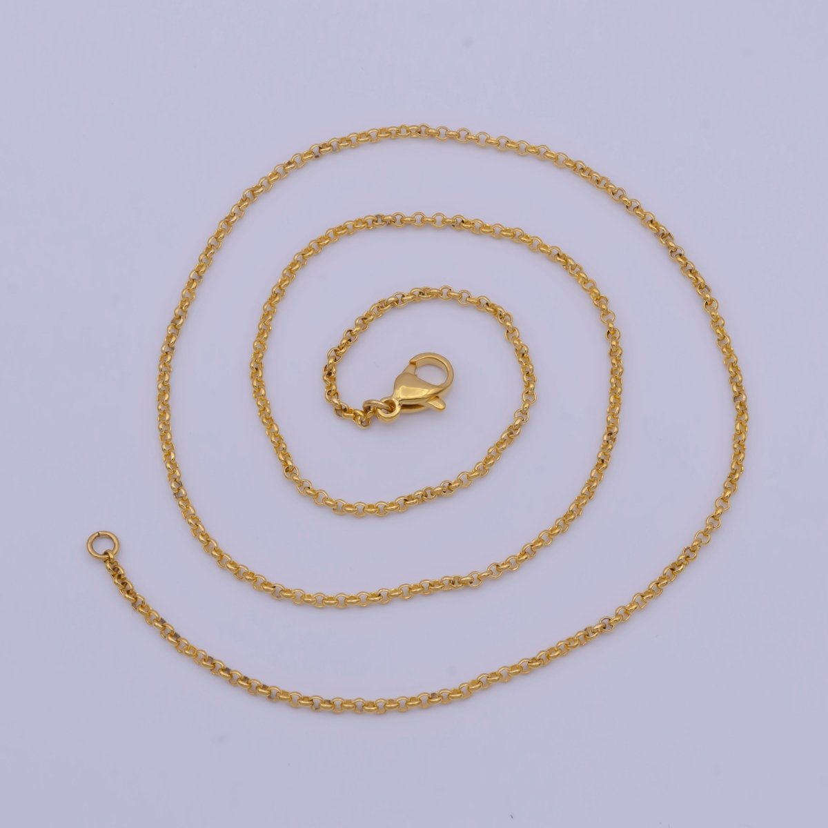 Dainty 24K Gold Filled Rolo Chain Necklace Gold Link Chain Necklace Ready to Wear 17.5 Inch | WA-1150 Clearance Pricing - DLUXCA