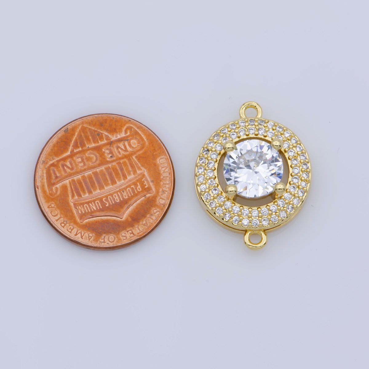 Dainty 24k Gold Filled Round Cubic Connector for Bracelet Necklace Component Micro Pave Bracelet Connector F-339