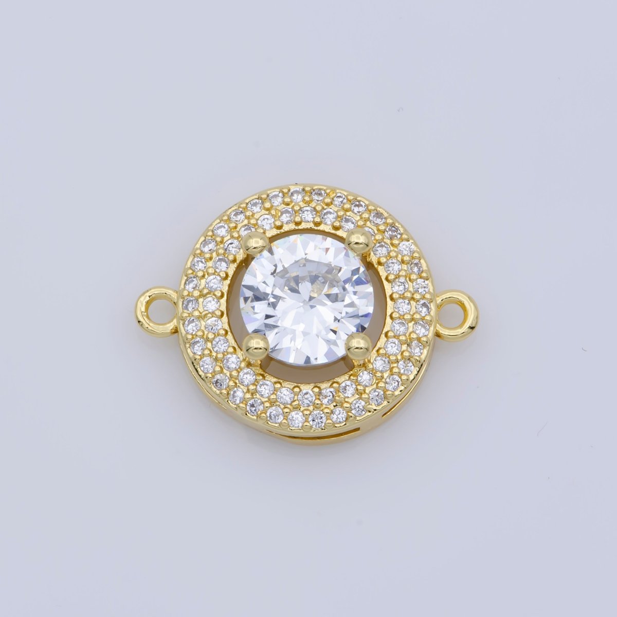 Dainty 24k Gold Filled Round Cubic Connector for Bracelet Necklace Component Micro Pave Bracelet Connector F-339