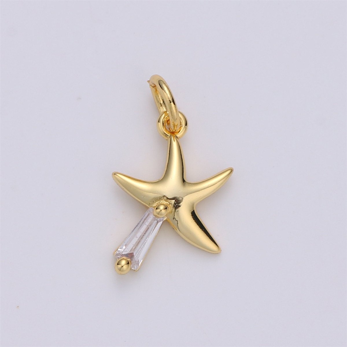 Dainty 24K Gold Filled Star charm 14x9mm CZ Cubic Black Silver Rose Gold Star Fish Pendant Celestial Jewelry Minimalist charm, D-003 TO D-006