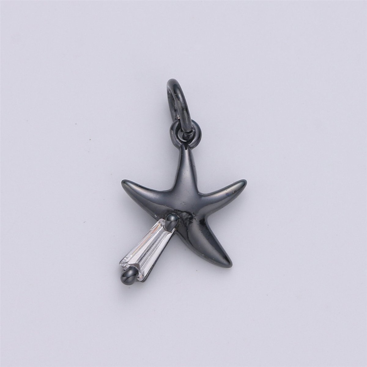 Dainty 24K Gold Filled Star charm 14x9mm CZ Cubic Black Silver Rose Gold Star Fish Pendant Celestial Jewelry Minimalist charm, D-003 TO D-006