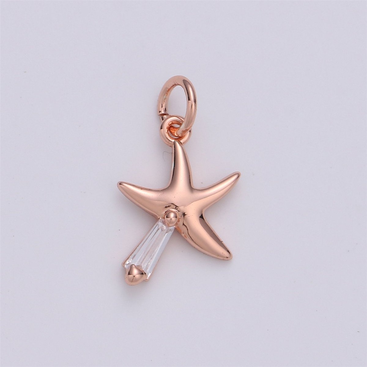 Dainty 24K Gold Filled Star charm 14x9mm CZ Cubic Black Silver Rose Gold Star Fish Pendant Celestial Jewelry Minimalist charm, D-003 TO D-006