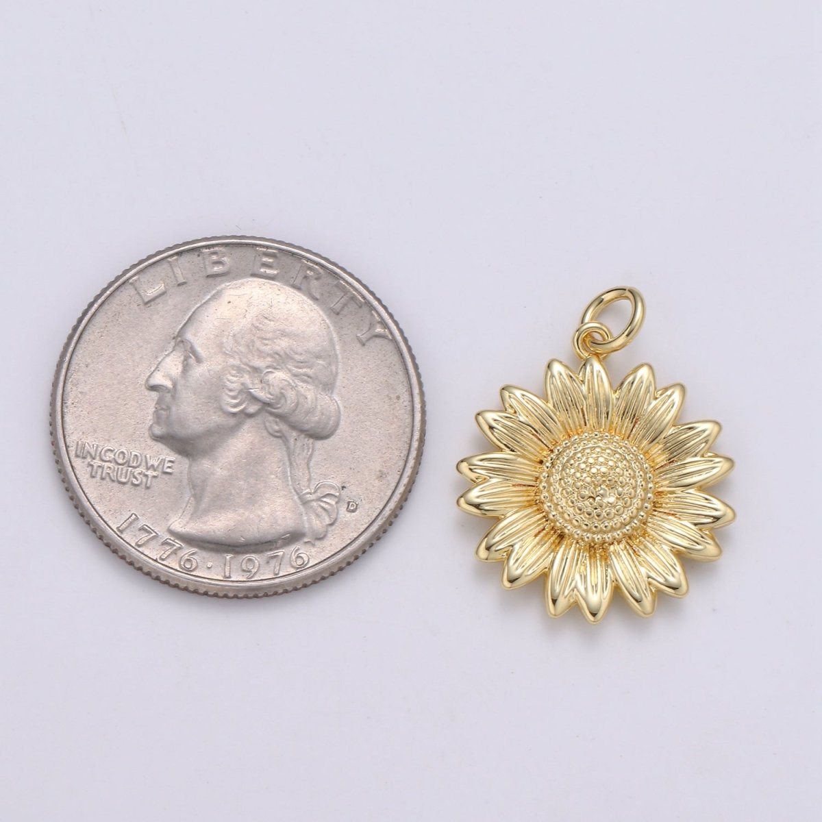 Dainty 24K Gold Filled Sun Flower Charm - E-136 - DLUXCA
