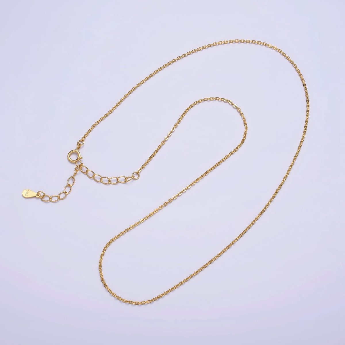 Dainty 24K Gold Vermeil Cable Chain Necklace 925 Sterling Silver Necklace Chain w/ Heavy 24K Gold Plated 15.35 inch + 2 inch extender | WA-1979 Clearance Pricing