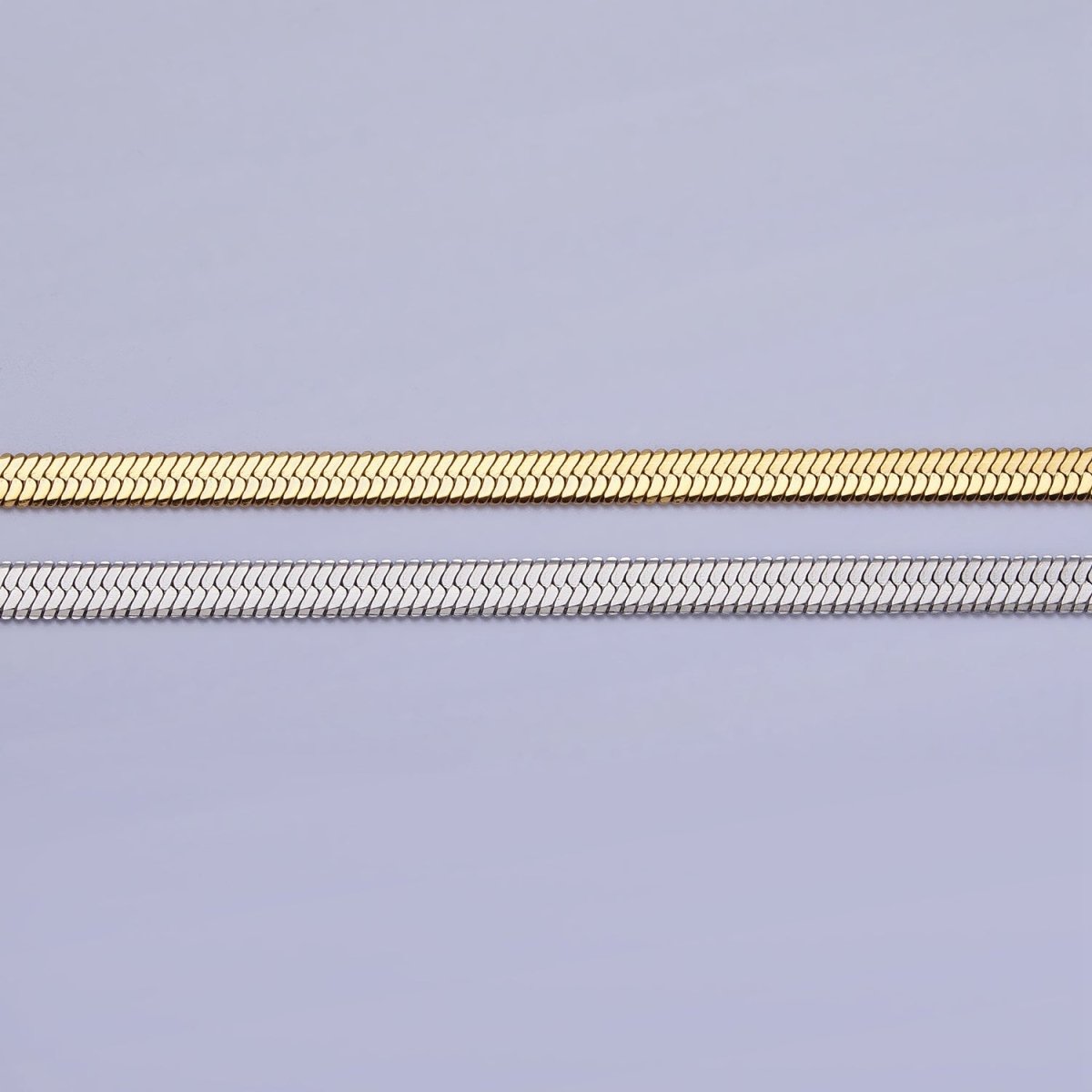 Dainty 2.5mm Gold Herringbone Chain Necklace Silver Flat Snake Chain Stainless Steel Chain 18 inch | WA-1552 WA-1553 Clearance Pricing
