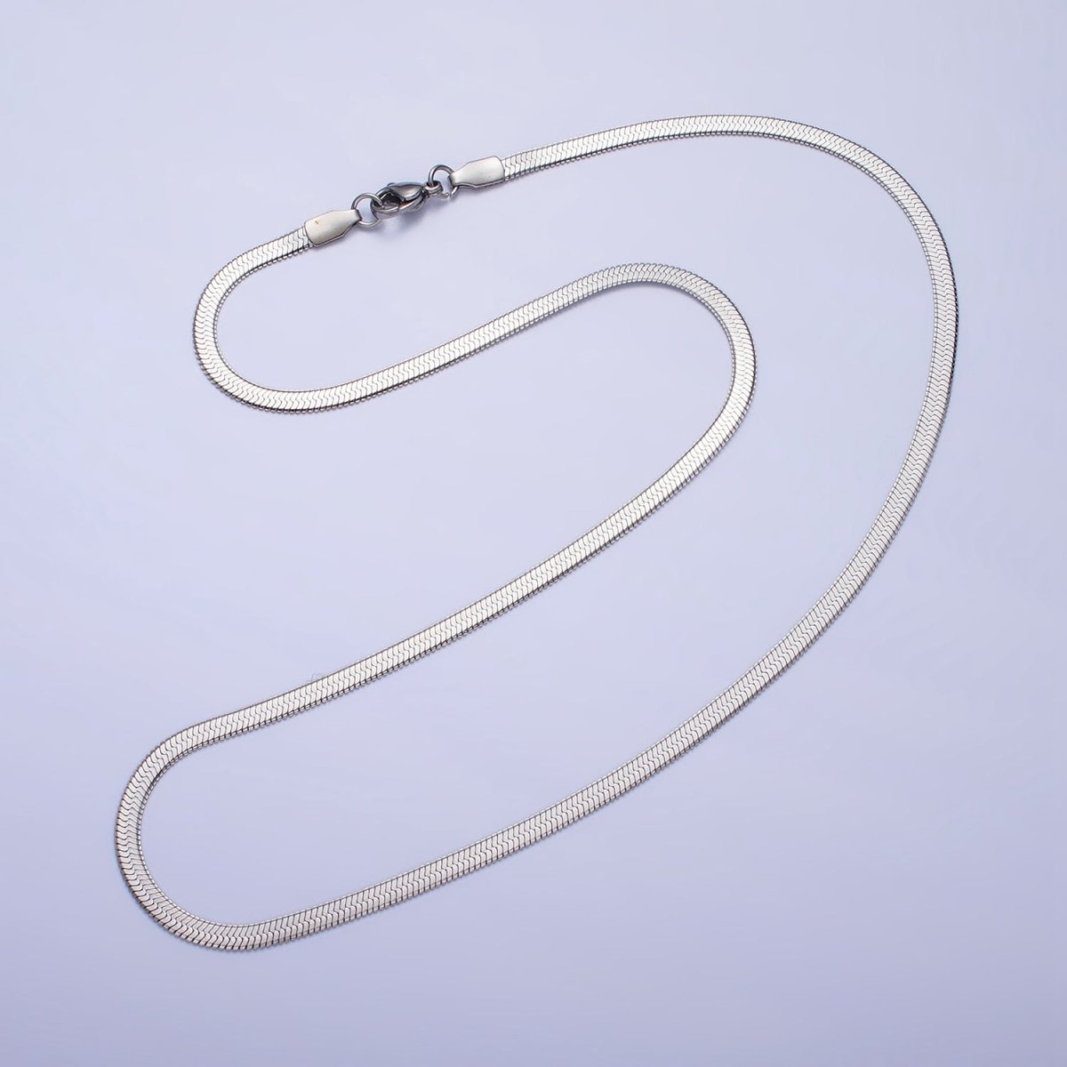 Dainty 2.5mm Gold Herringbone Chain Necklace Silver Flat Snake Chain Stainless Steel Chain 18 inch | WA-1552 WA-1553 Clearance Pricing