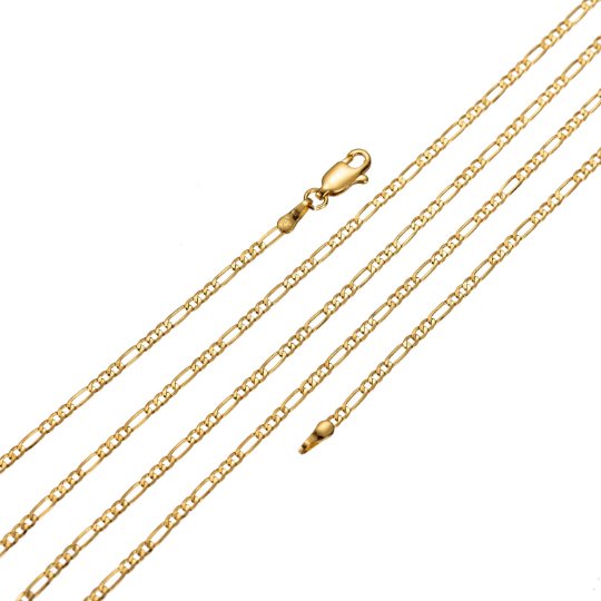 Dainty 2mm Figaro Chain Necklace, 24K Gold Filled Ready To Wear Necklace, 25.5 Inch Rolo Necklace w/ Lobster Clasps | CN-492  Clearance Pricing
