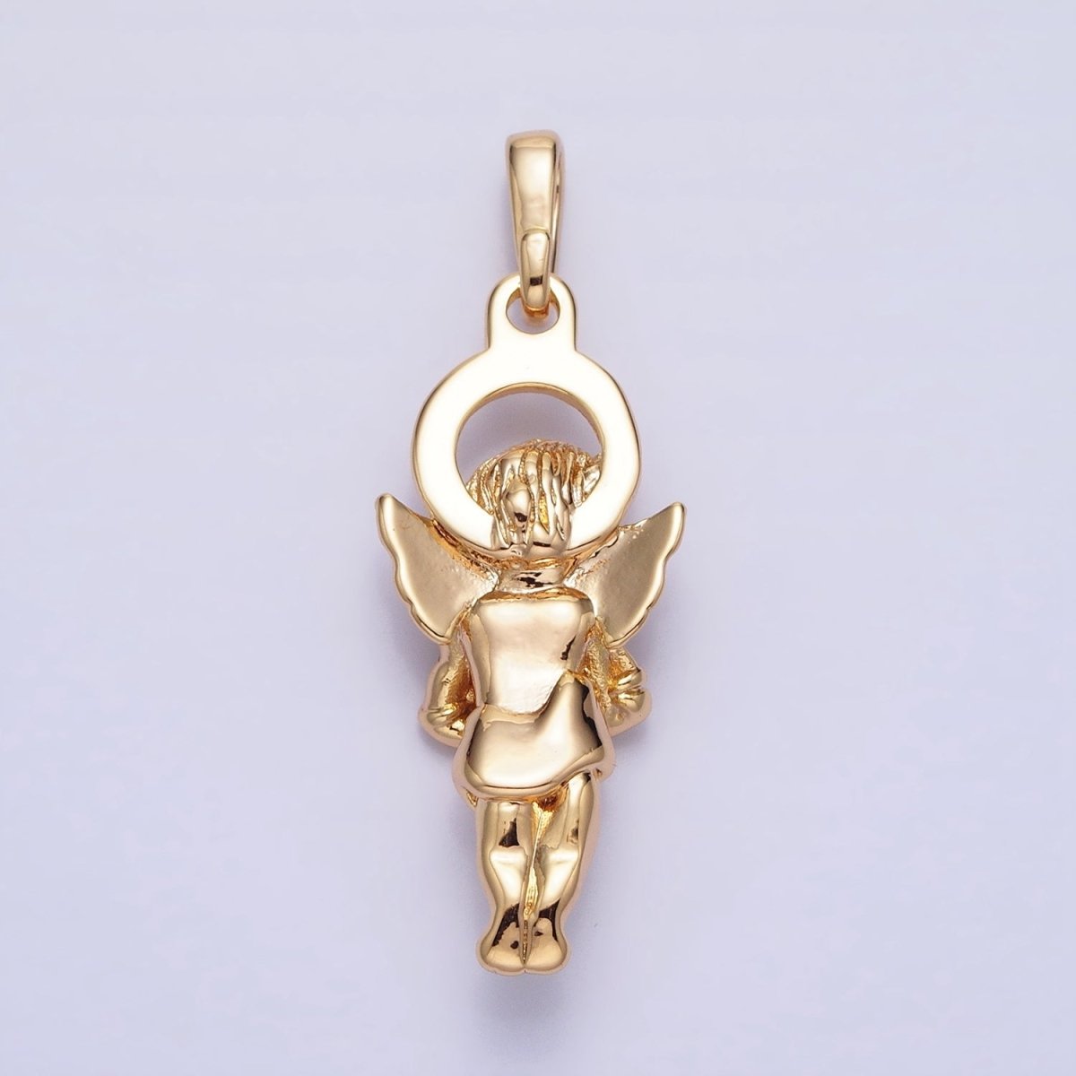 Dainty 3D 16K Gold Filled Guardian Angel Pendant Micro Pave Silver Religious Charm AA303 AA304