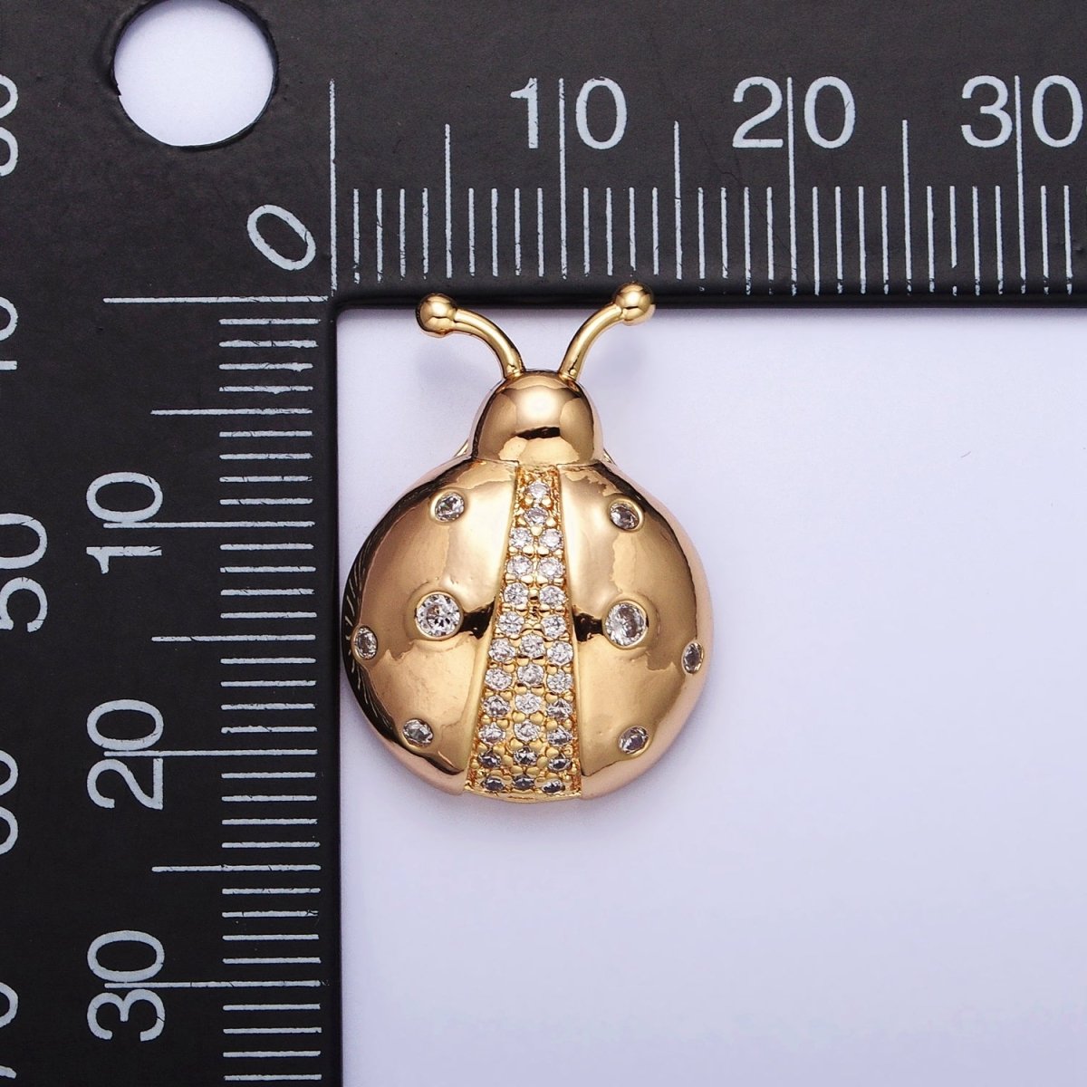 Dainty 3D 16K Gold Filled Lady Bug Pendant Micro Pave Silver Insect Charm AA315 AA316