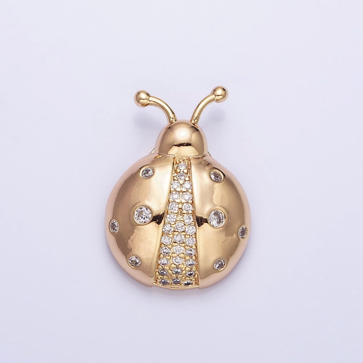 Dainty 3D 16K Gold Filled Lady Bug Pendant Micro Pave Silver Insect Charm AA315 AA316