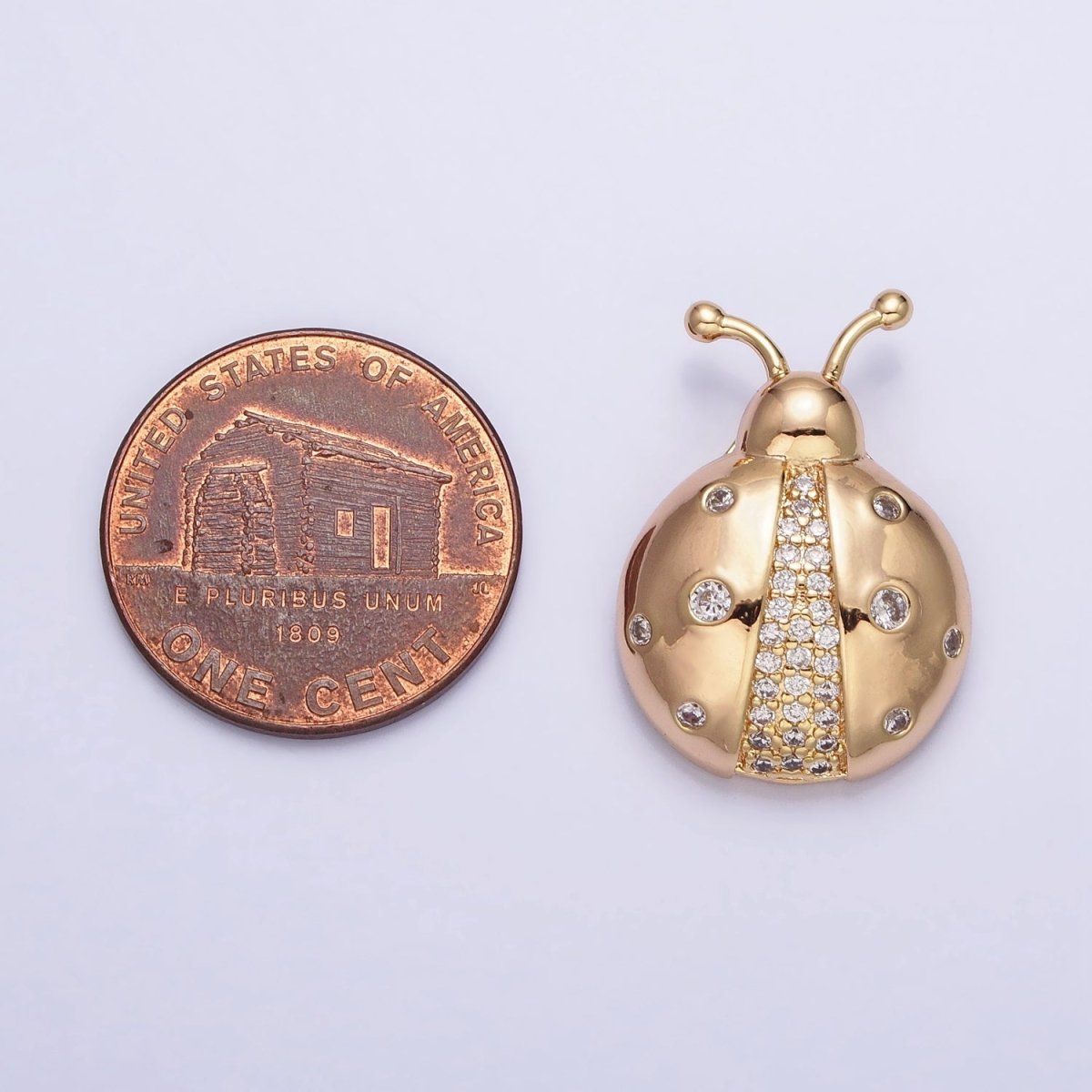 Dainty 3D 16K Gold Filled Lady Bug Pendant Micro Pave Silver Insect Charm AA315 AA316