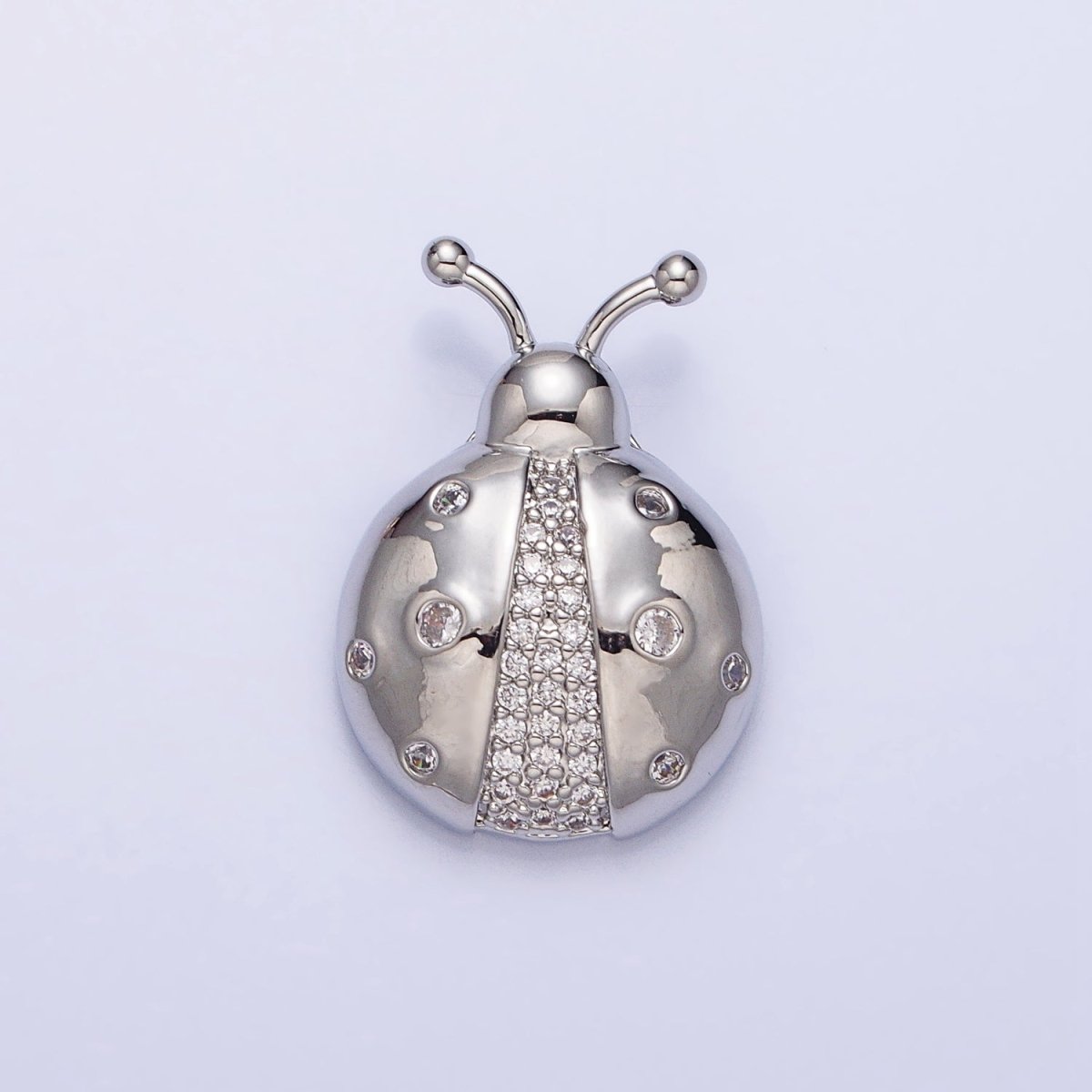 Dainty 3D 16K Gold Filled Lady Bug Pendant Micro Pave Silver Insect Charm AA315 AA316