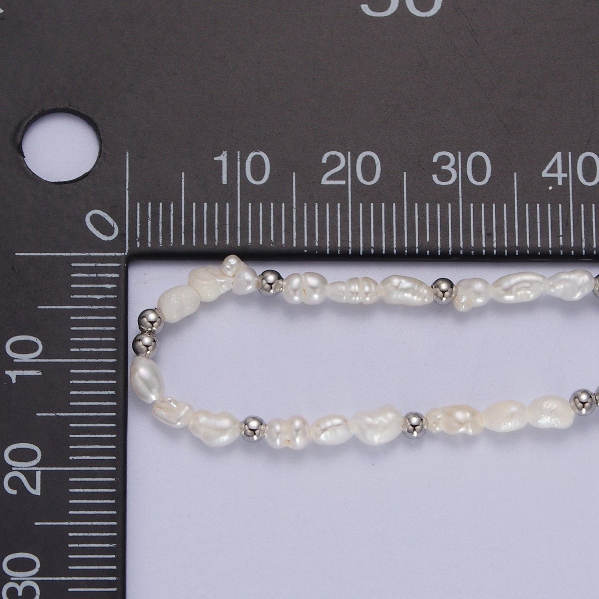 Dainty 3mm Baroque Freshwater Pearl White Gold Filled Silver Beads 15 Inch Choker Necklace | WA-1448 Clearance Pricing - DLUXCA