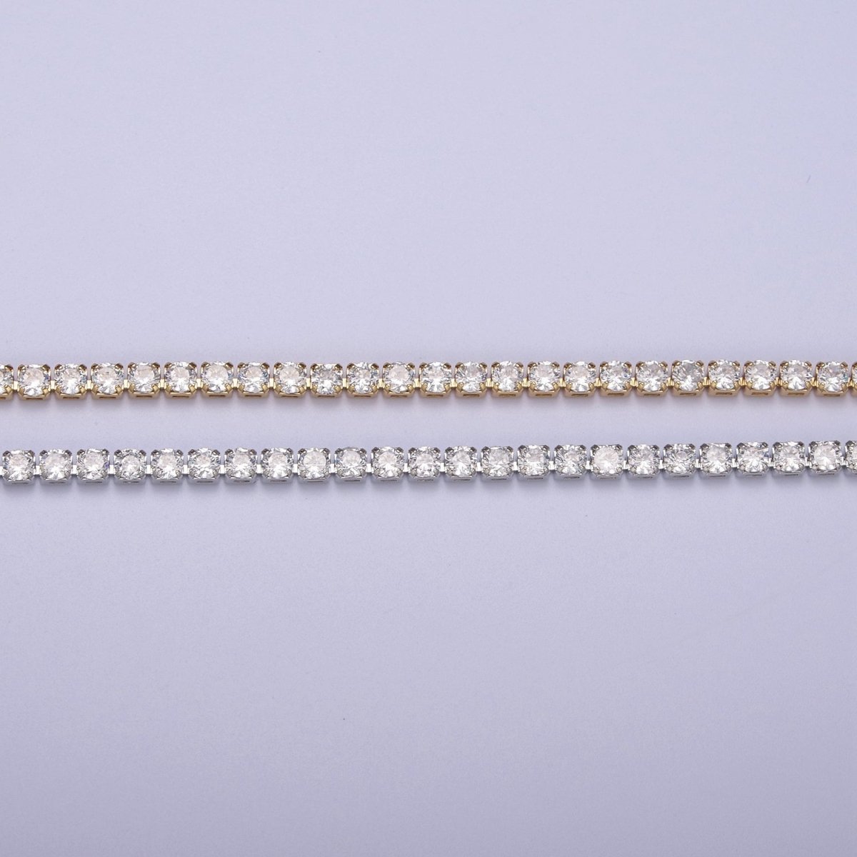 Dainty 3mm Tennis Chain with Crystal Cubic Zirconia CZ, Diamond Unfinished Chain For Necklace Bracelet Anklet Making, Jewelry Supply Component | ROLL-658, ROLL-659 Clearance Pricing