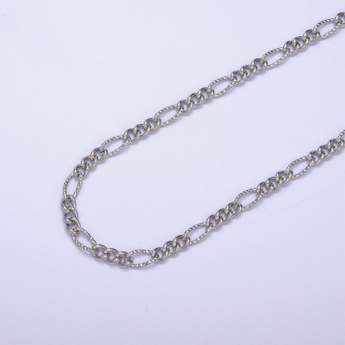 Dainty 4mm Unique Figaro Chain in Silver & Gold color, 24K Gold Filled Textured Figaro Chain Sold by Yard For Jewelry Making Supply Component | ROLL-629, ROLL-630 Clearance Pricing