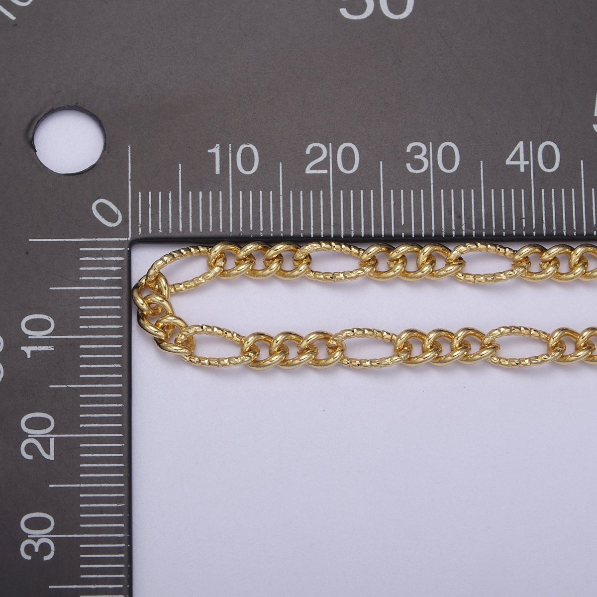 Dainty 4mm Unique Figaro Chain in Silver & Gold color, 24K Gold Filled Textured Figaro Chain Sold by Yard For Jewelry Making Supply Component | ROLL-629, ROLL-630 Clearance Pricing