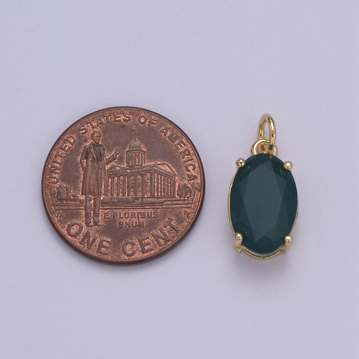 Dainty AB, Yellow, Blue, Teal, Green, Pink, Red CZ 24k Gold Filled Solitaire Micro Pave Pendant Oval Charm Stone Pendant for Birthstone Add on Charm C-798 C-802 C-842 C-843 C-845 C-847~C-852 C-854