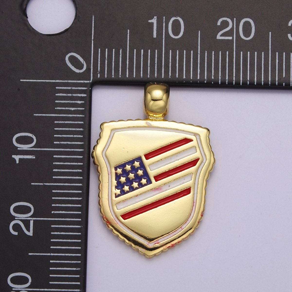 Dainty American Flag Shield Charms, 4th of July, USA Charm, Patriotic, 24.7X17.5mm J-317 - DLUXCA