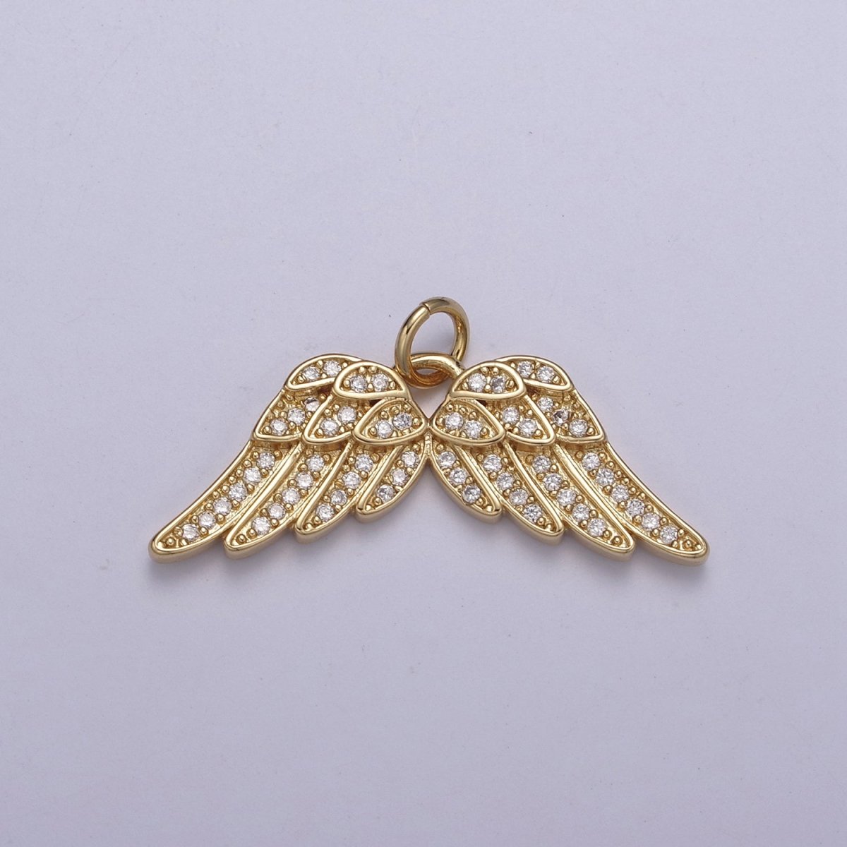 Dainty Angel Wing 14K Gold Filled Wing Charm Cubic Zirconia Feather Charm N-321 - DLUXCA