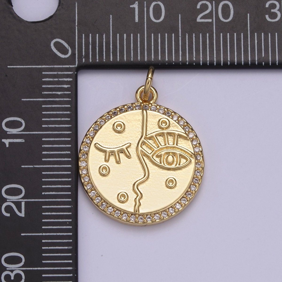 Dainty Artistic Women Face Eye Charm in 14k Gold Filled Cubic Zirconia Female Ladies Charm N-816 - DLUXCA