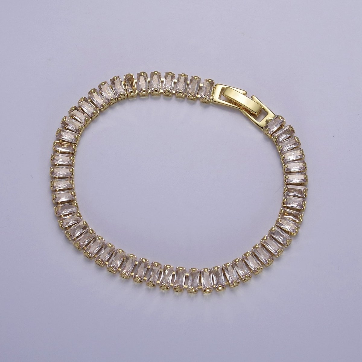 Dainty Baguette Tennis Bracelet, Gold Tennis Bracelet, Cubic Zirconia Tennis Bracelet 7 inch | WA-879 WA-880 WA-881 WA-882 WA-883 WA-884 WA-885 WA-886 WA-887 Clearance Pricing