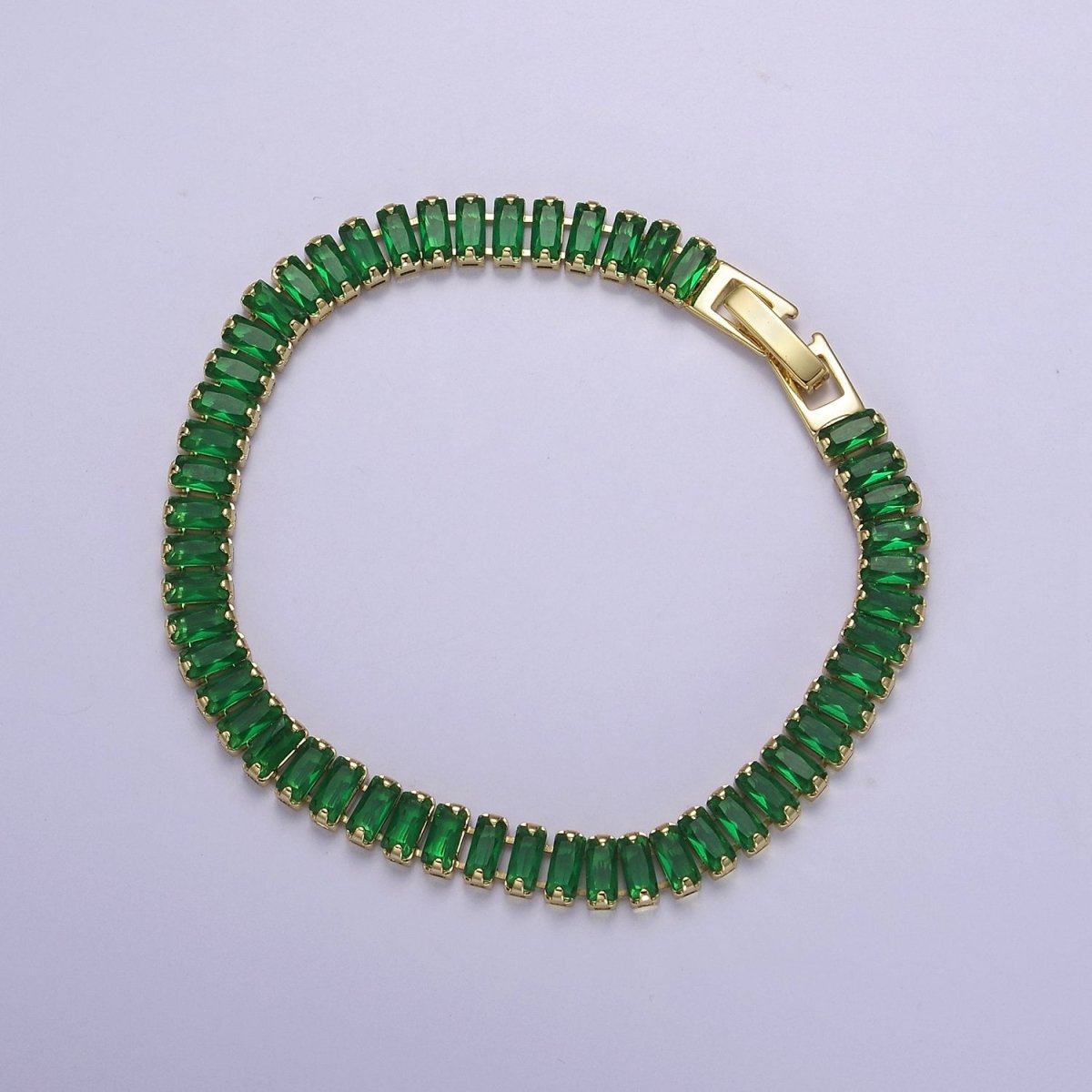 Dainty Baguette Tennis Bracelet, Gold Tennis Bracelet, Cubic Zirconia Tennis Bracelet 7 inch | WA-879 WA-880 WA-881 WA-882 WA-883 WA-884 WA-885 WA-886 WA-887 Clearance Pricing