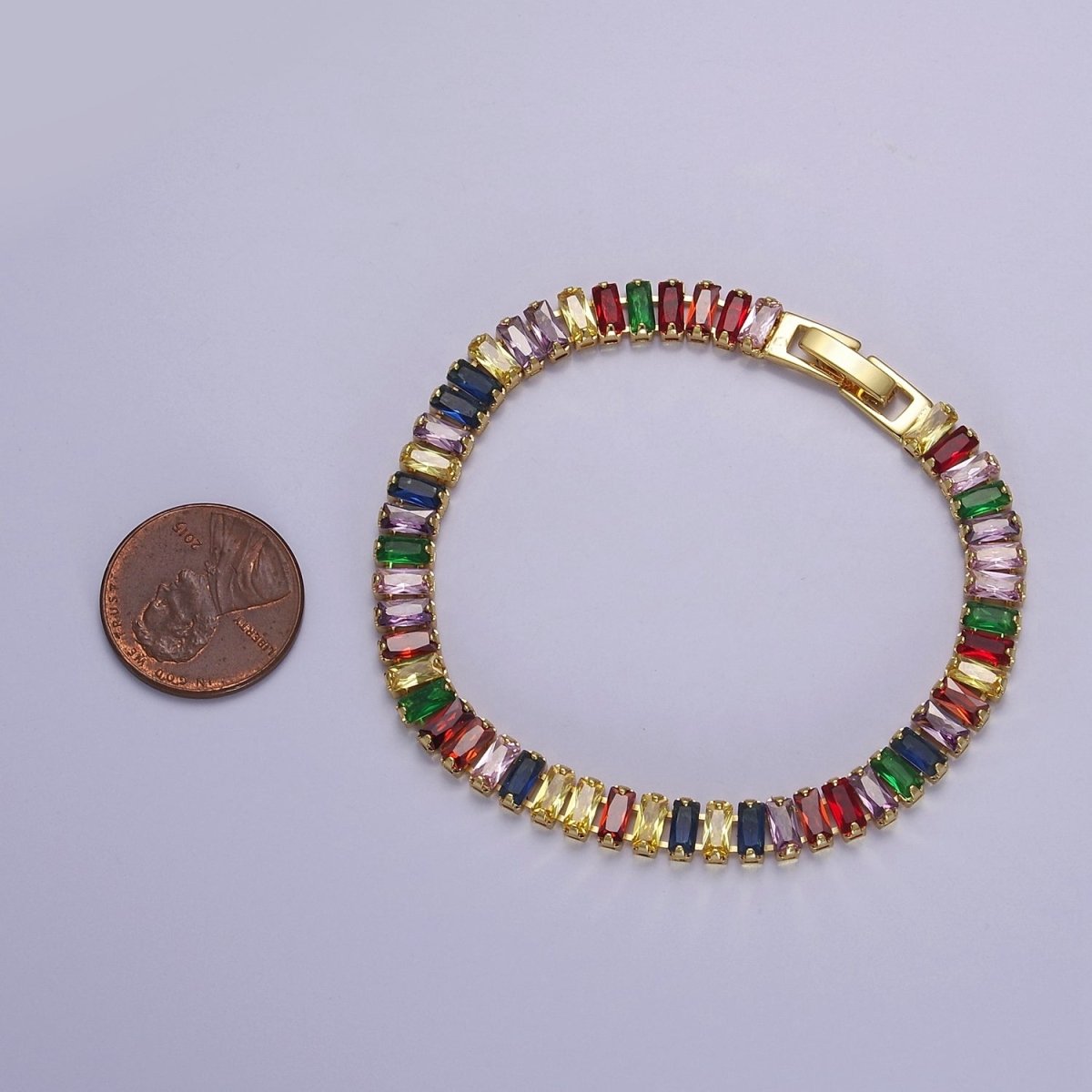 Dainty Baguette Tennis Bracelet, Gold Tennis Bracelet, Cubic Zirconia Tennis Bracelet 7 inch | WA-879 WA-880 WA-881 WA-882 WA-883 WA-884 WA-885 WA-886 WA-887 Clearance Pricing