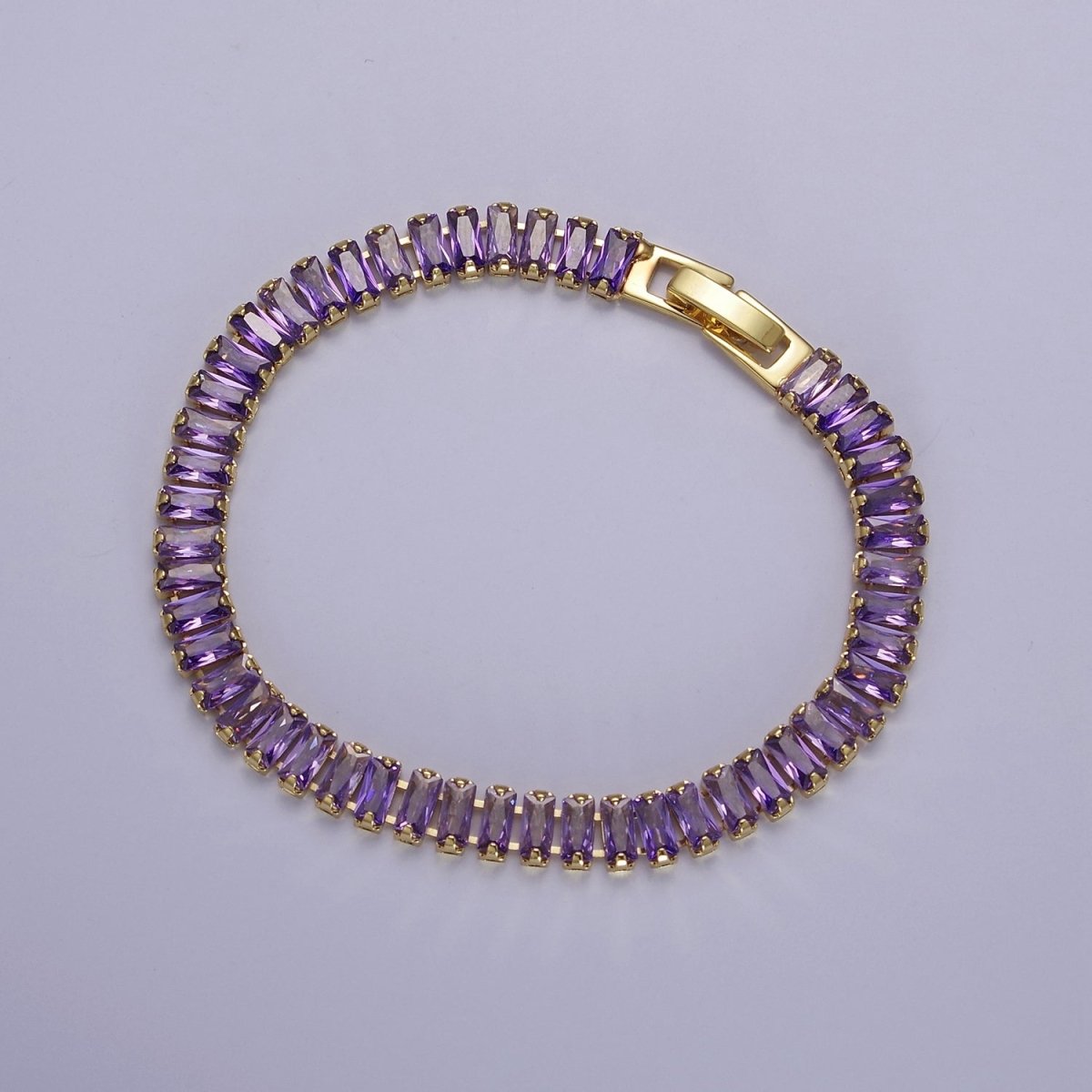 Dainty Baguette Tennis Bracelet, Gold Tennis Bracelet, Cubic Zirconia Tennis Bracelet 7 inch | WA-879 WA-880 WA-881 WA-882 WA-883 WA-884 WA-885 WA-886 WA-887 Clearance Pricing