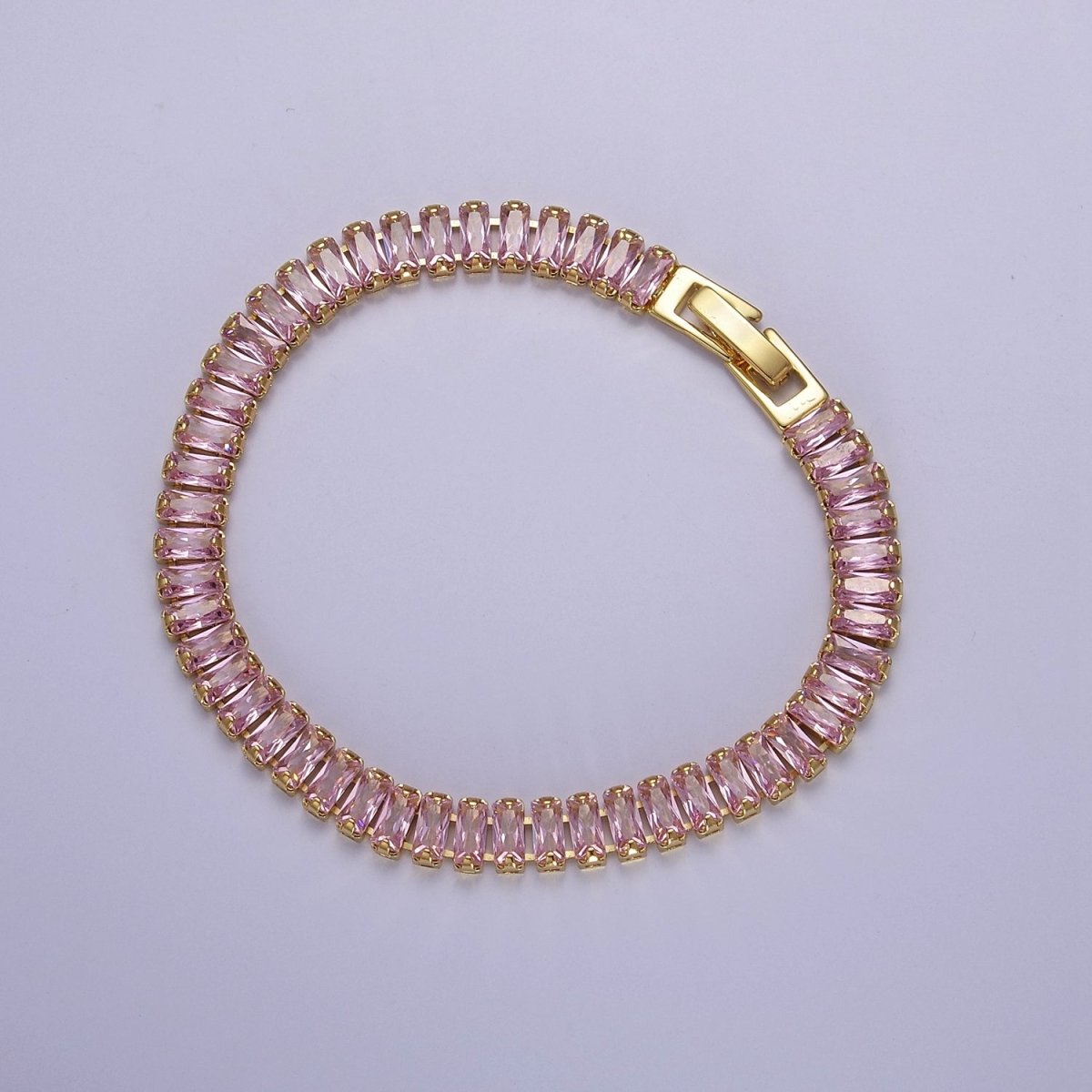 Dainty Baguette Tennis Bracelet, Gold Tennis Bracelet, Cubic Zirconia Tennis Bracelet 7 inch | WA-879 WA-880 WA-881 WA-882 WA-883 WA-884 WA-885 WA-886 WA-887 Clearance Pricing