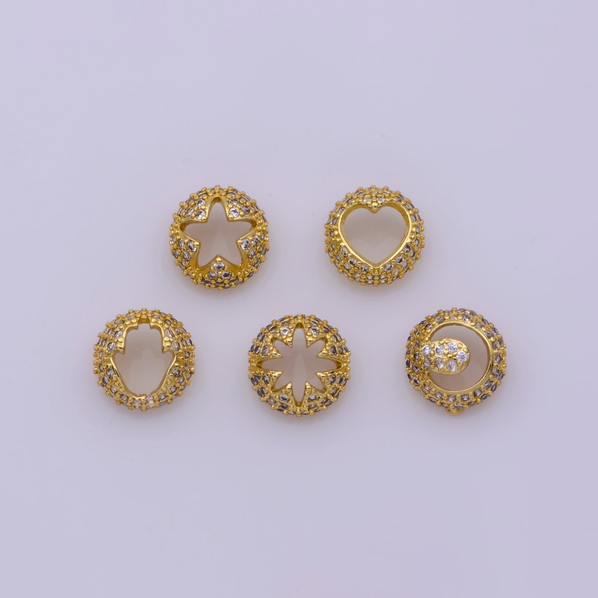 Dainty Bead Hollow Spacer Design Heart Hamsa Hand Moon Star for Bracelet ComponentY-383 Y-389 Y-407 Y-416Y-417