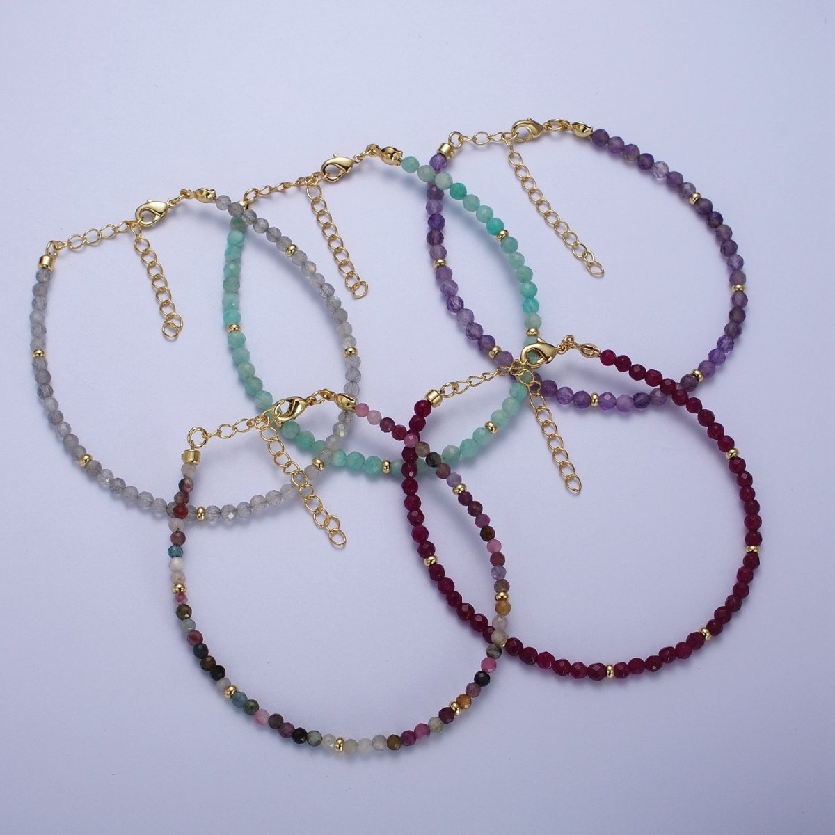 Dainty Beaded Bracelet Tourmaline, Amazonite, Ruby, Amethyst, Moonstone Jewelry Handmade Jewelry | WA-1221 WA-1222 WA-1238 WA-1239 WA-1240 Clearance Pricing