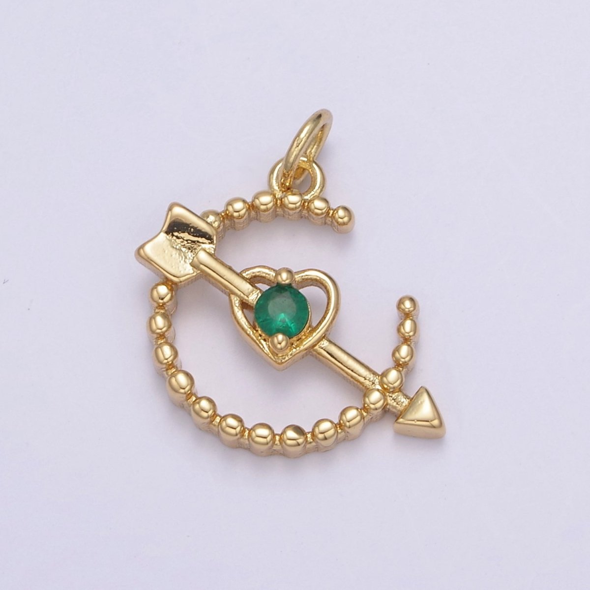 Dainty Beaded Cupid Arrow Heart Charm with Cubic Zirconia Stone For Necklace Bracelet Earring Supply N-901 - N-904