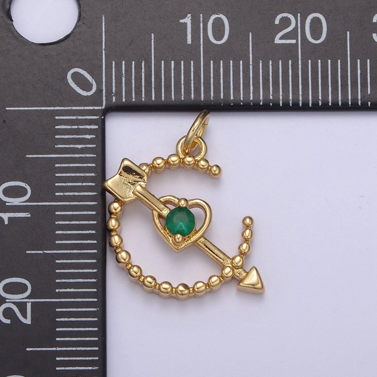 Dainty Beaded Cupid Arrow Heart Charm with Cubic Zirconia Stone For Necklace Bracelet Earring Supply N-901 - N-904