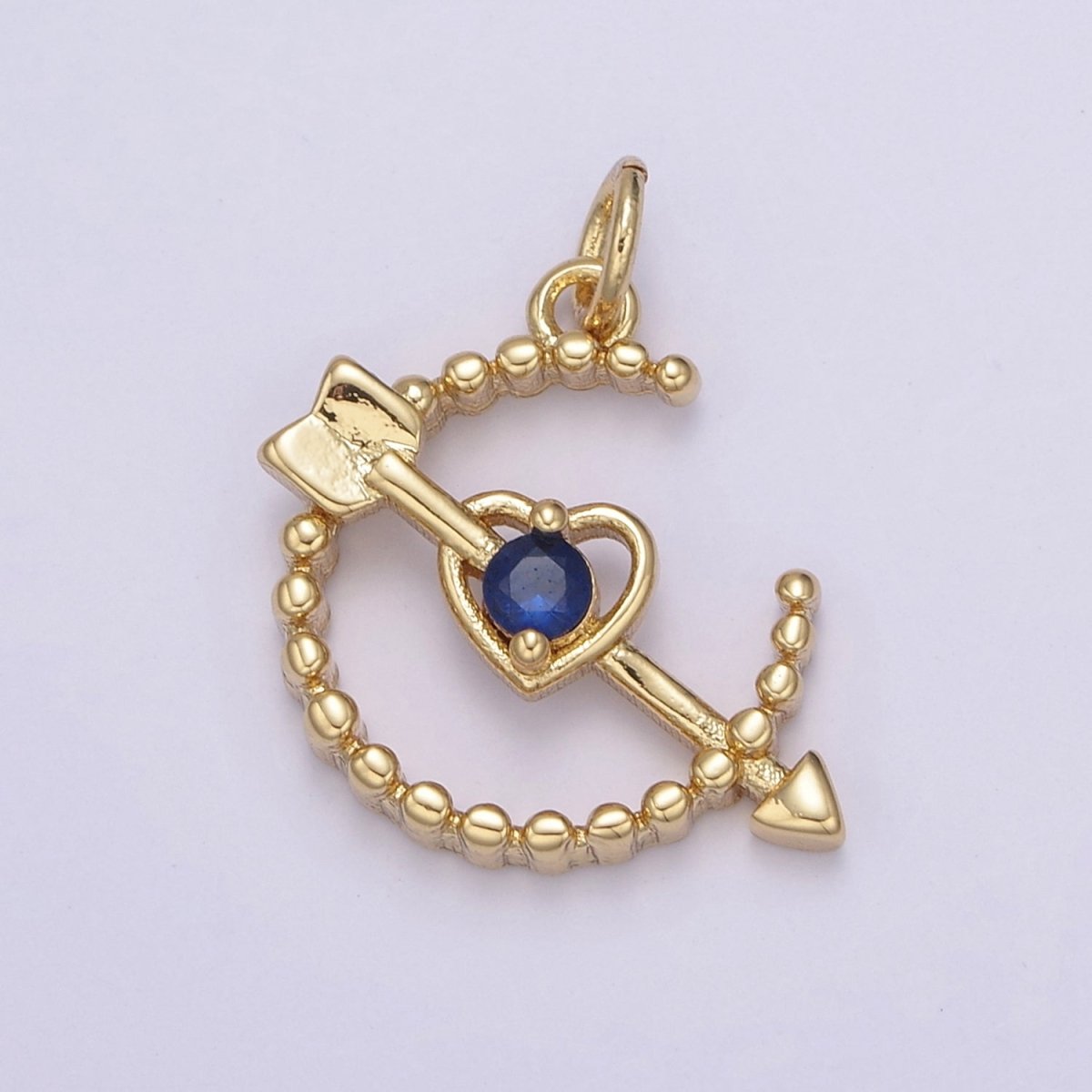 Dainty Beaded Cupid Arrow Heart Charm with Cubic Zirconia Stone For Necklace Bracelet Earring Supply N-901 - N-904