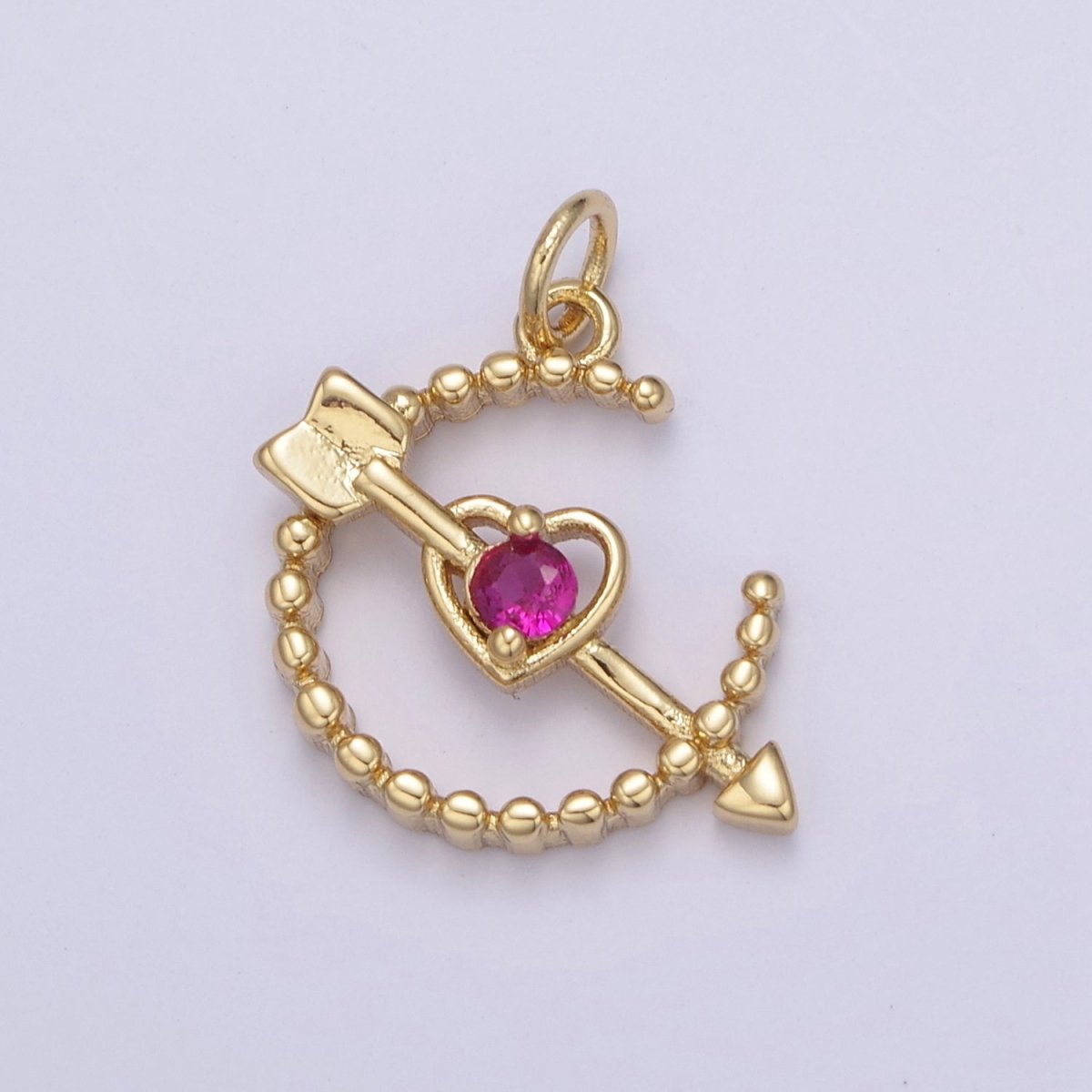 Dainty Beaded Cupid Arrow Heart Charm with Cubic Zirconia Stone For Necklace Bracelet Earring Supply N-901 - N-904
