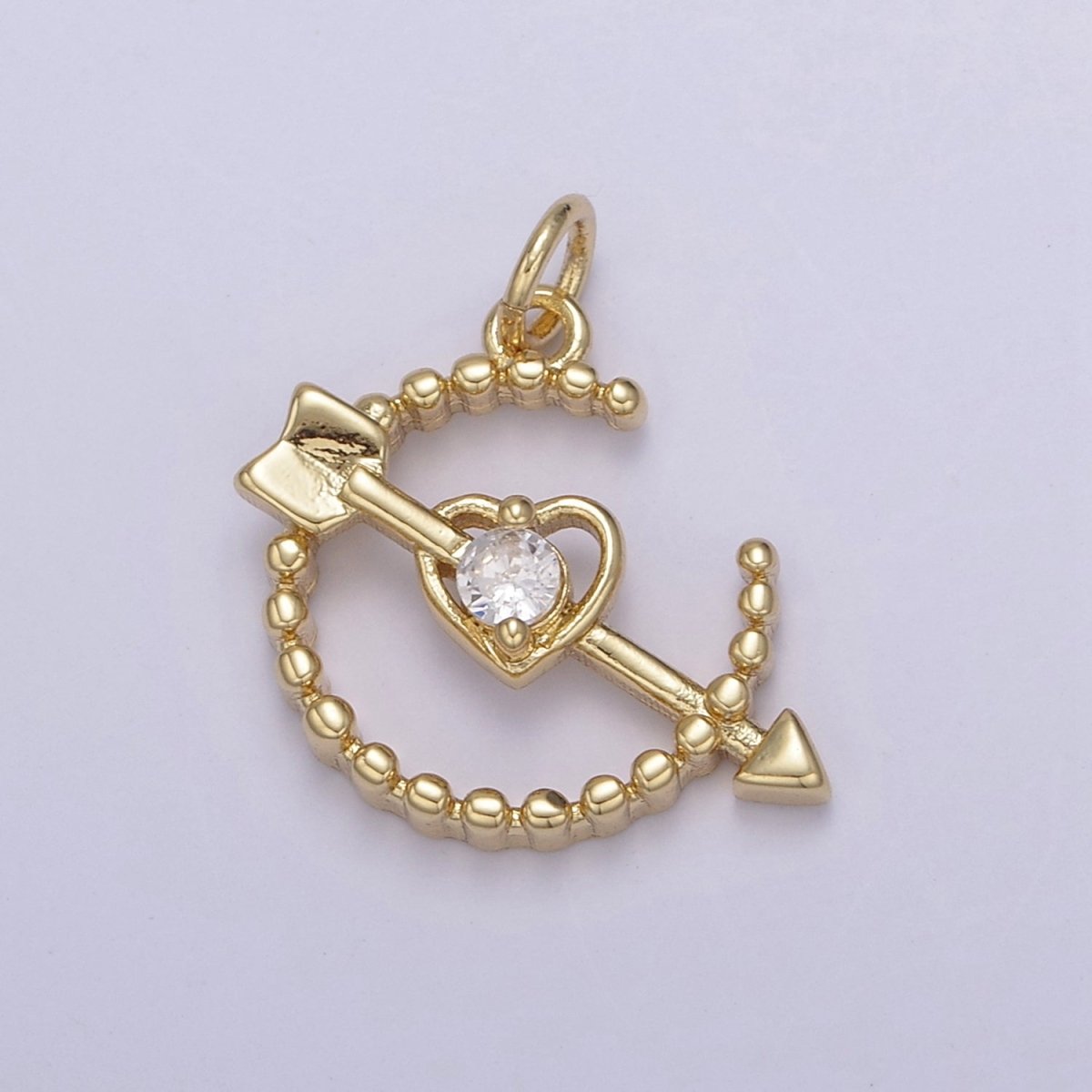 Dainty Beaded Cupid Arrow Heart Charm with Cubic Zirconia Stone For Necklace Bracelet Earring Supply N-901 - N-904