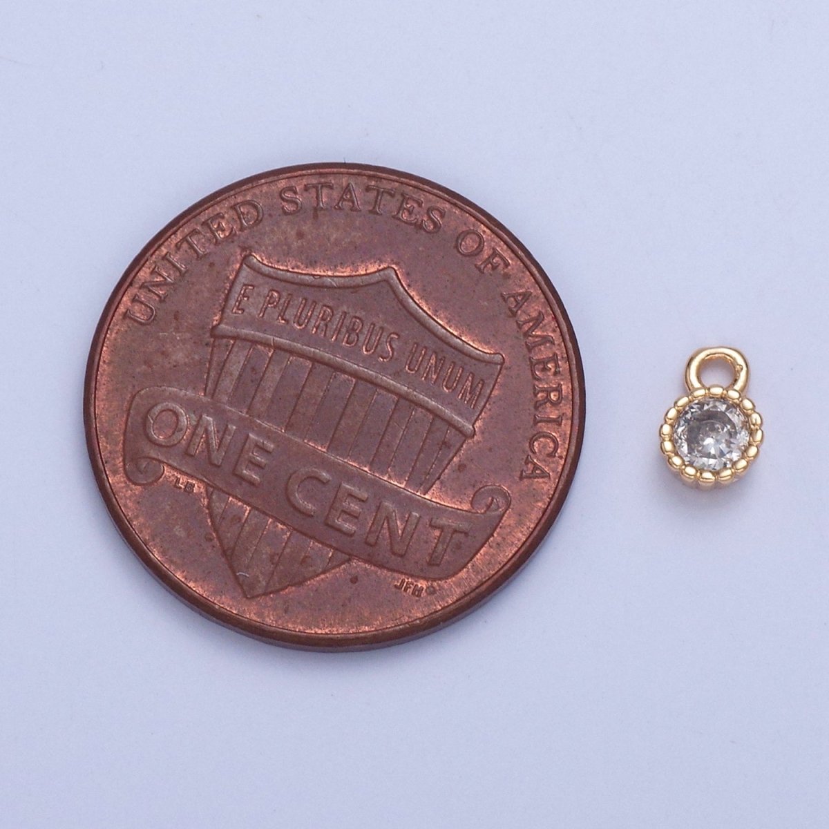 Dainty Beaded Round Clear Cubic Zirconia CZ Charm For Jewelry Making X-022 - DLUXCA