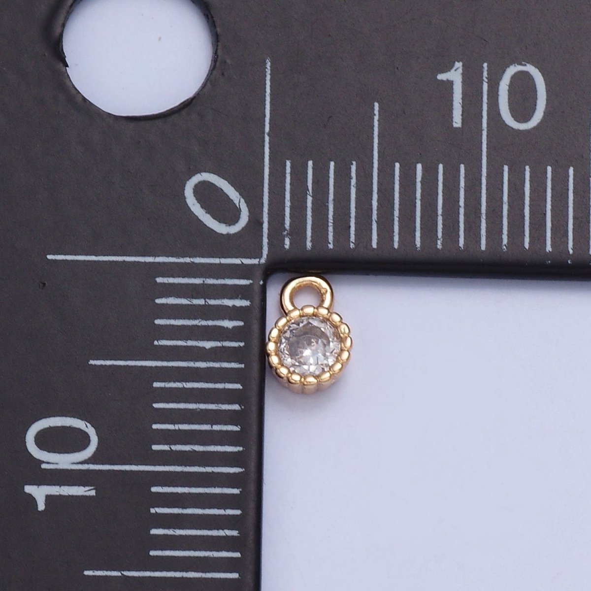 Dainty Beaded Round Clear Cubic Zirconia CZ Charm For Jewelry Making X-022 - DLUXCA