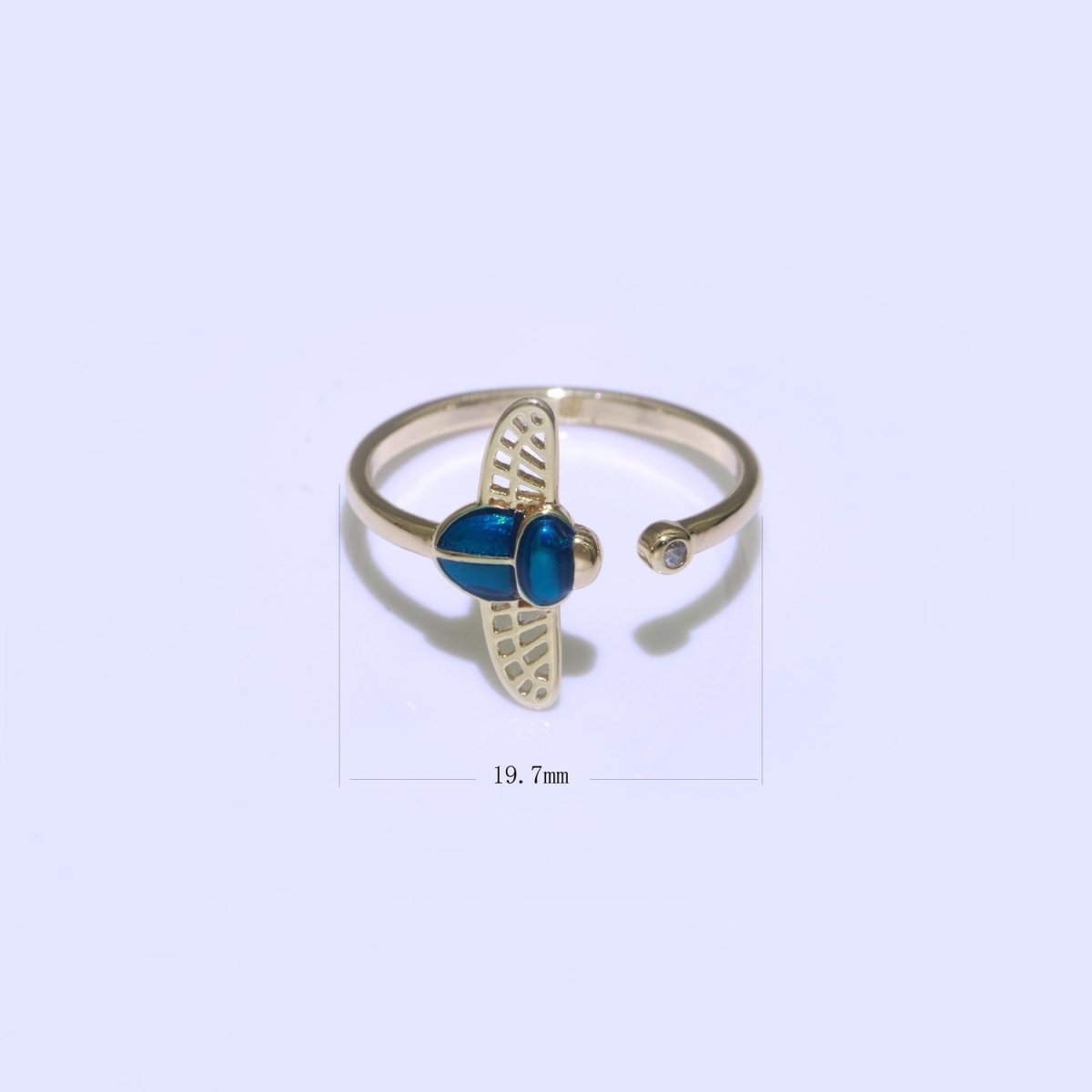 Dainty Bee Ring 18K Gold Filled Ring Open Adjustable Ring Animal Insect Cz Simple Stacking Jewelry O-438 - DLUXCA