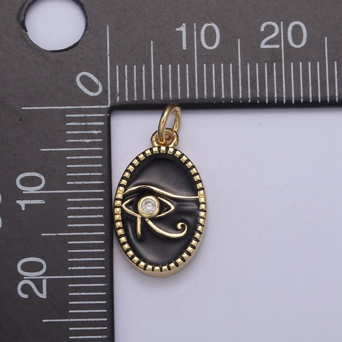 Dainty Black Enamel Eye Of Ra Oval Charm Necklace, White Evil Eye Necklace Pendant Amulet Protection Jewelry Layered Necklace N-673 N-674