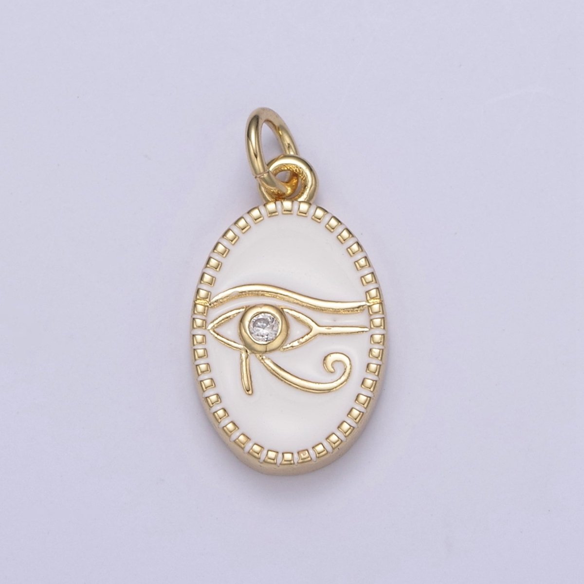 Dainty Black Enamel Eye Of Ra Oval Charm Necklace, White Evil Eye Necklace Pendant Amulet Protection Jewelry Layered Necklace N-673 N-674