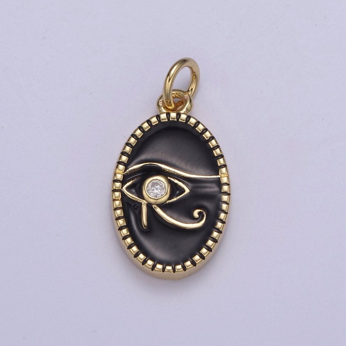 Dainty Black Enamel Eye Of Ra Oval Charm Necklace, White Evil Eye Necklace Pendant Amulet Protection Jewelry Layered Necklace N-673 N-674