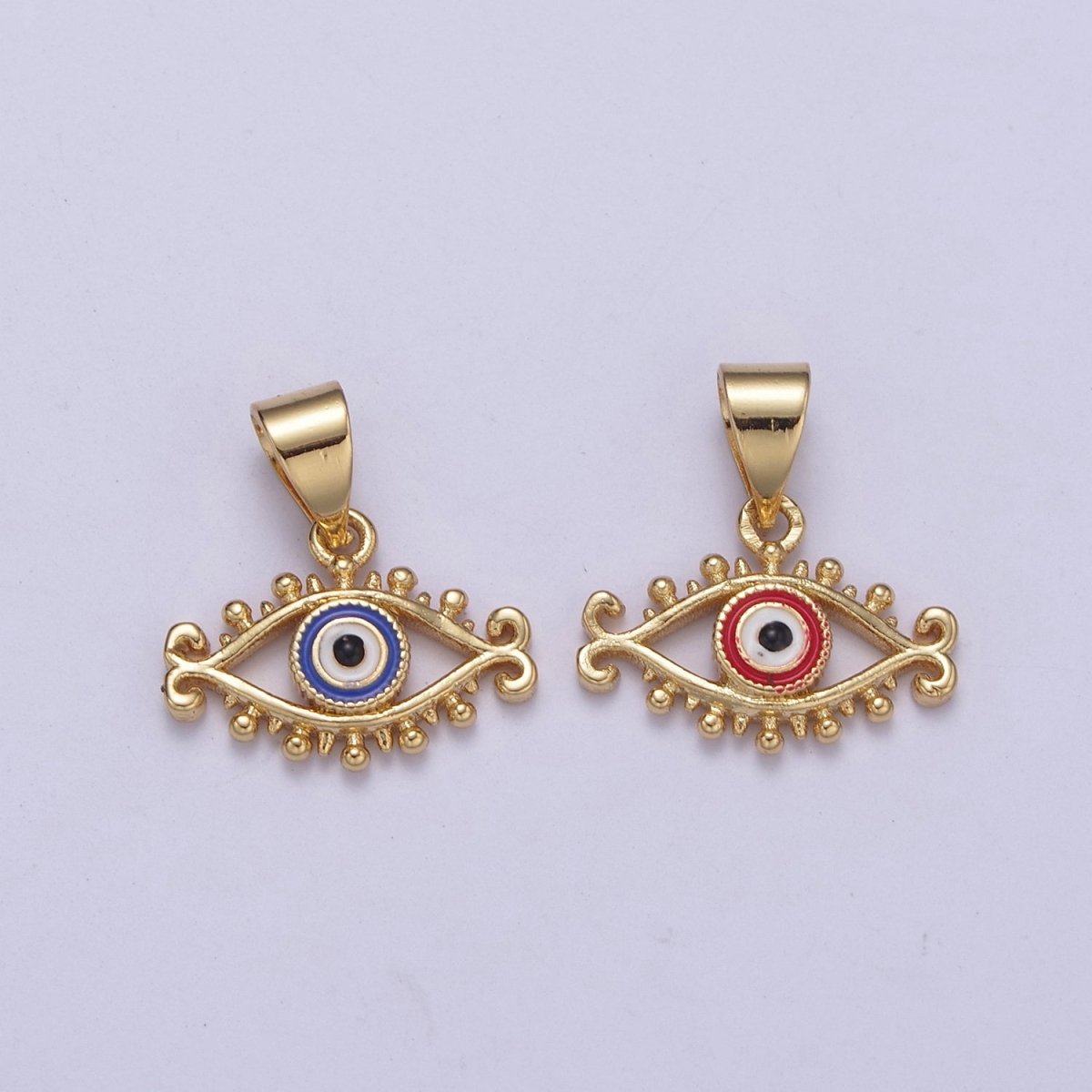 Dainty Blue Evil Eye Pendant Red Enamel Eye Charm H-365 H-366
