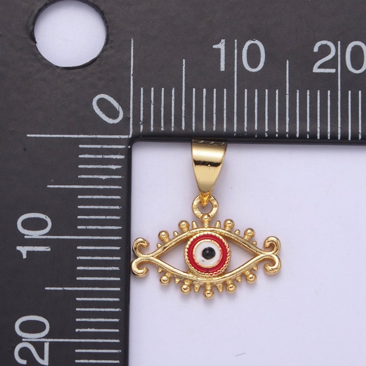 Dainty Blue Evil Eye Pendant Red Enamel Eye Charm H-365 H-366