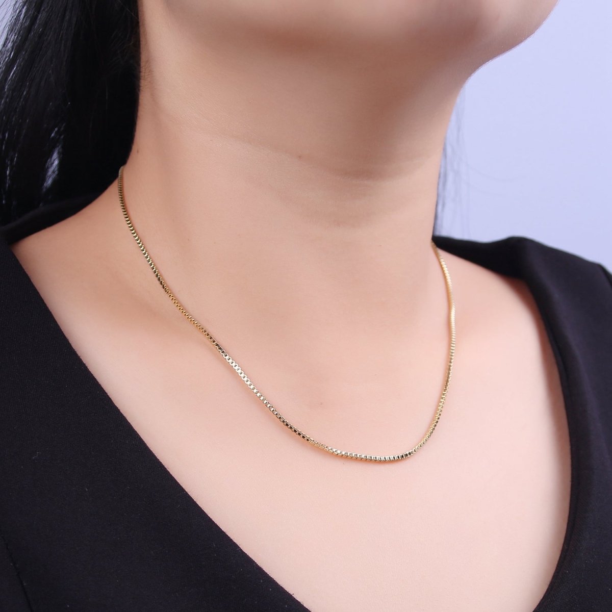 Dainty Box Chain 1mm width Chain Necklace 14K Gold Filled Ready to Wear 18" Long | WA-706 Clearance Pricing