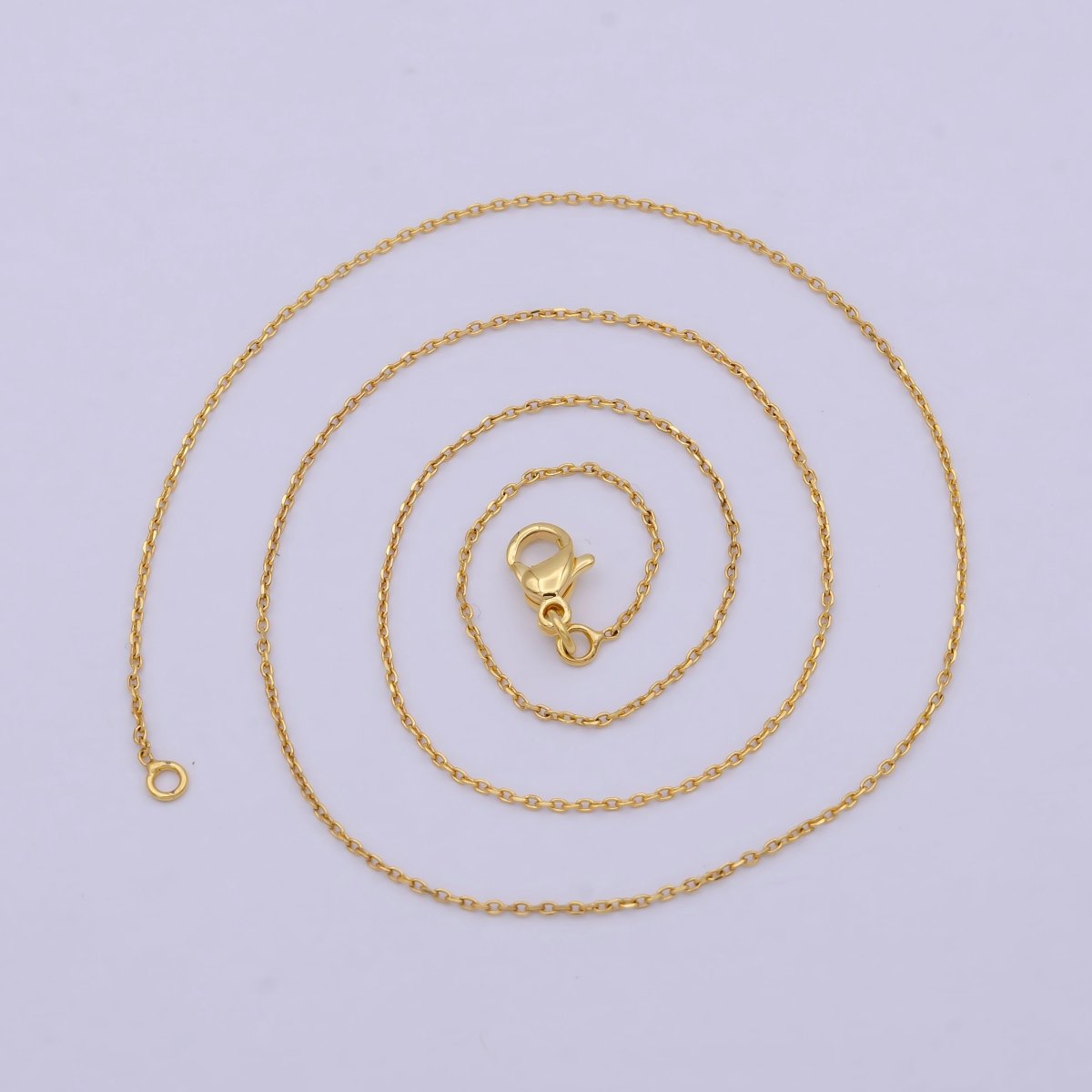 Dainty Cable Chain | 24K Gold Filled Cable Woman Necklace 17.5 inch | WA-797 Clearance Pricing - DLUXCA