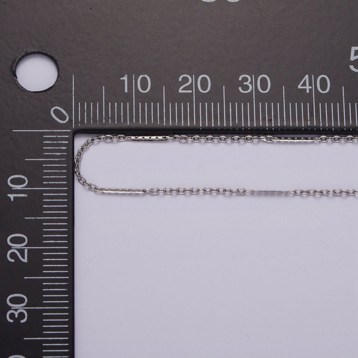 Dainty Cable Chain Necklace Stainless Steel 18 inch Flat Satellite Necklace in Silver | WA-2387 - DLUXCA