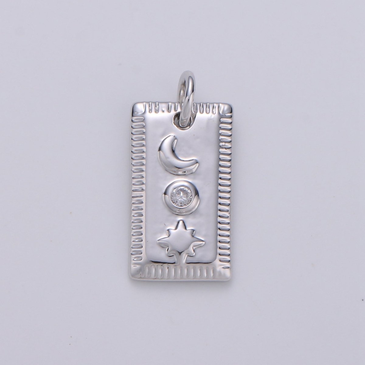 Dainty Celestial Bar Pendant- 14k Gold Filled Moon Star Sun Charm for Bracelet Earring Necklace Component Cz Charm D-365