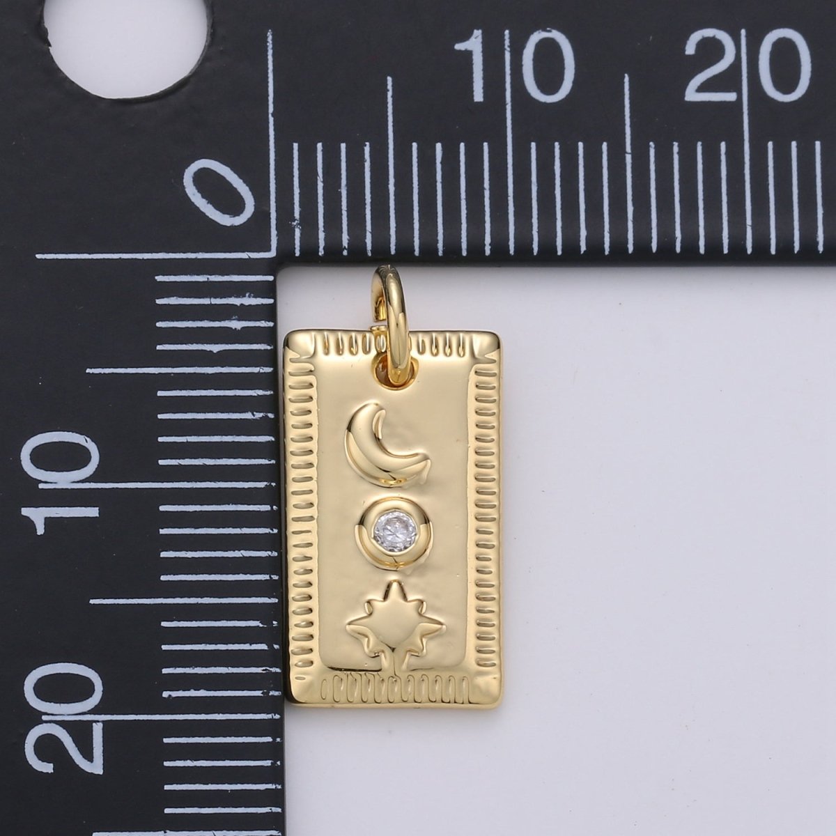 Dainty Celestial Bar Pendant- 14k Gold Filled Moon Star Sun Charm for Bracelet Earring Necklace Component Cz Charm D-365